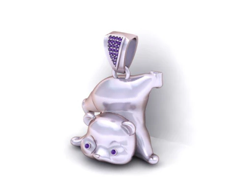 Golden Funny Bear Pendant 3D Printable Model 3D Print Model