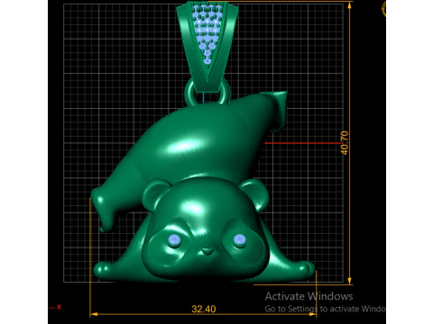 Golden Funny Bear Pendant 3D Printable Model 3D Print Model