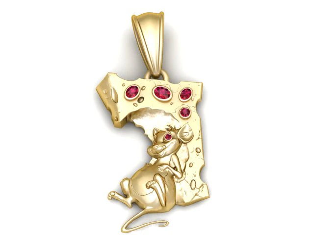 Mouse and Cheese Pendant 3D Printable Model 3D Print Model .c4d .max .obj .3ds .fbx .stl .blend