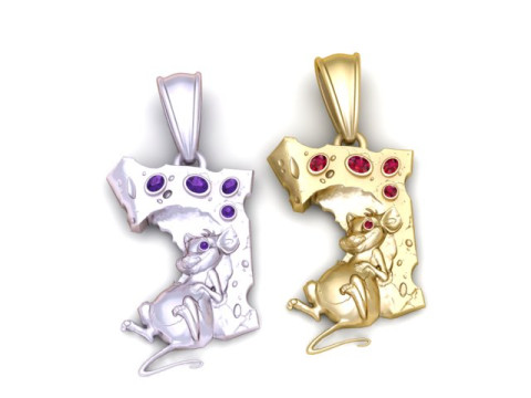 Fare ve Peynir Kolye 3D Yazdırılabilir Model 3D Baskı Modeli