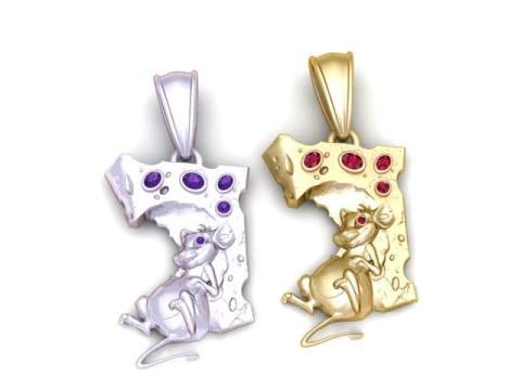 Mouse and Cheese Pendant 3D Printable Model 3D Print Model