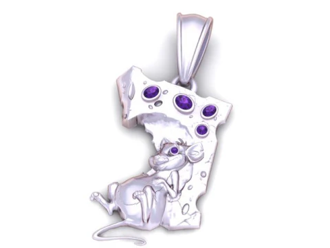 Mouse and Cheese Pendant 3D Printable Model 3D Print Model