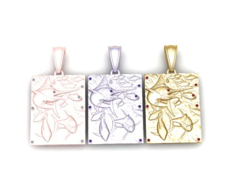 Golden Shark Fish Pendant 3D Printable Model 3D Print Model
