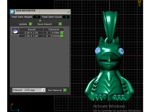 金色小恐龙吊坠 3D 打印模型 3D 打印模型
