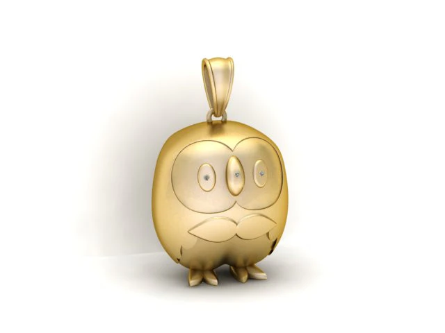 Golden Owl Pendant 3D Printable Model 3D Print Model .c4d .max .obj .3ds .fbx .stl .blend