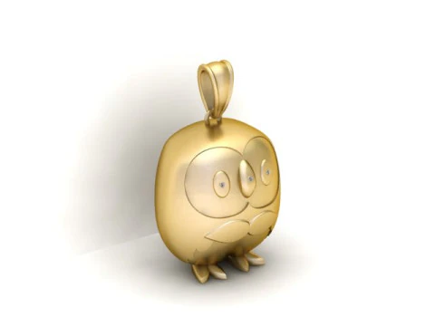 Golden Owl Pendant 3D Printable Model 3D Print Model