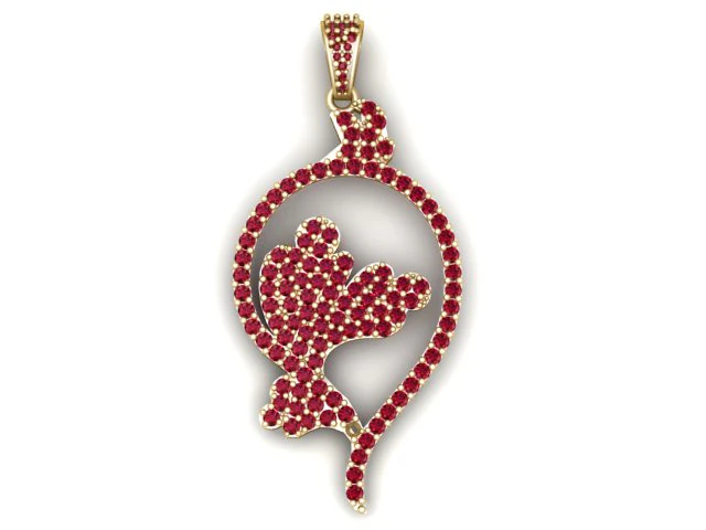 Ruby Floral Art Pendant 3D Jewelry Model 3D Print Model .c4d .max .obj .3ds .fbx .stl .blend