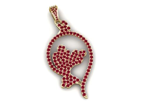 Ruby Floral Art Pendant 3D Jewelry Model 3D Print Model