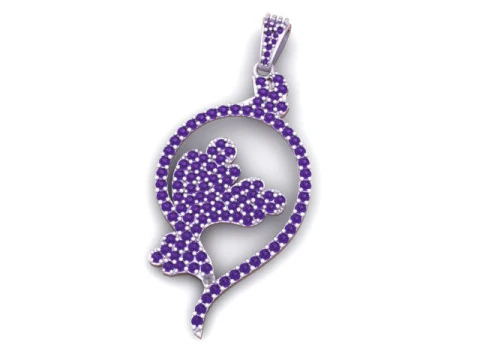 Ruby Floral Art Pendant 3D Jewelry Model 3D Print Model