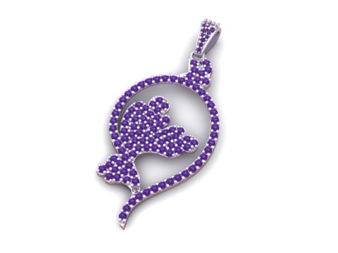 Ruby Floral Art Pendant 3D Jewelry Model 3D Print Model