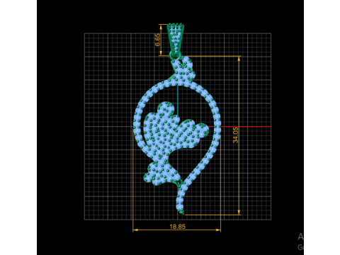 Ruby Floral Art Pendant 3D Jewelry Model 3D Print Model