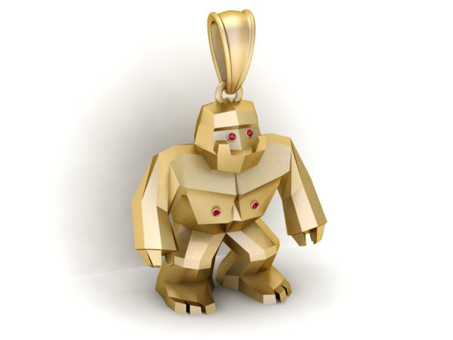 ゴールデン ゴリラ ペンダント 3D 印刷可能モデル 3Dプリントモデル .c4d .max .obj .3ds .fbx .stl .blend 