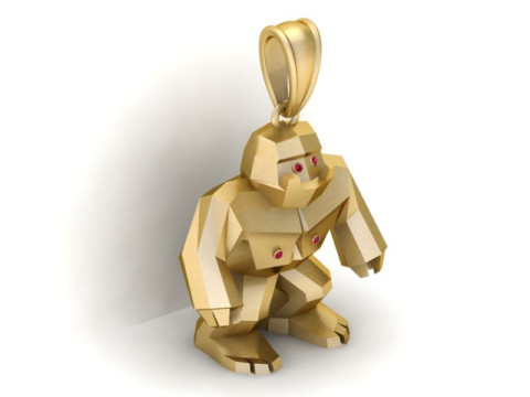 ゴールデン ゴリラ ペンダント 3D 印刷可能モデル 3Dプリントモデル