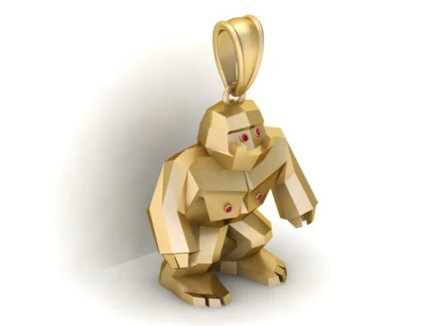 Golden Gorilla Pendant 3D Printable Model 3D Print Model