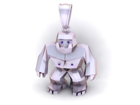 ゴールデン ゴリラ ペンダント 3D 印刷可能モデル 3Dプリントモデル