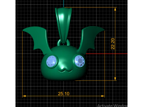 Golden Bat Pendant 3D Printable Model 3D Print Model