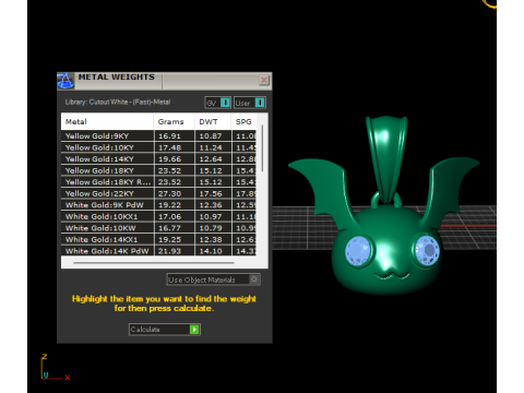 Model Cetak 3D Liontin Kelelawar Emas Model Cetak 3D