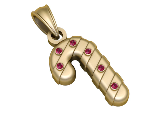 Candy Cane Pendant 3D Printable Model 3D Print Model .c4d .max .obj .3ds .fbx .stl .blend