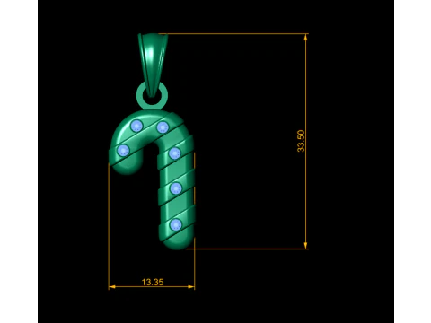 Candy Cane Pendant 3D Printable Model 3D Print Model