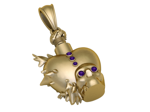 Spiked Heart Skull Pendant 3D Printable Model 3D Print Model