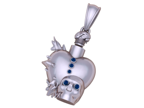 スパイク ハート スカル ペンダント 3D 印刷可能モデル 3Dプリントモデル