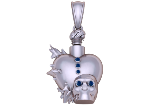 スパイク ハート スカル ペンダント 3D 印刷可能モデル 3Dプリントモデル