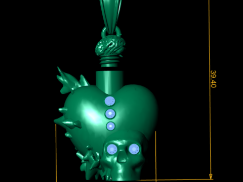 スパイク ハート スカル ペンダント 3D 印刷可能モデル 3Dプリントモデル