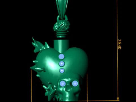 Spiked Heart Skull Pendant 3D Printable Model 3D Print Model