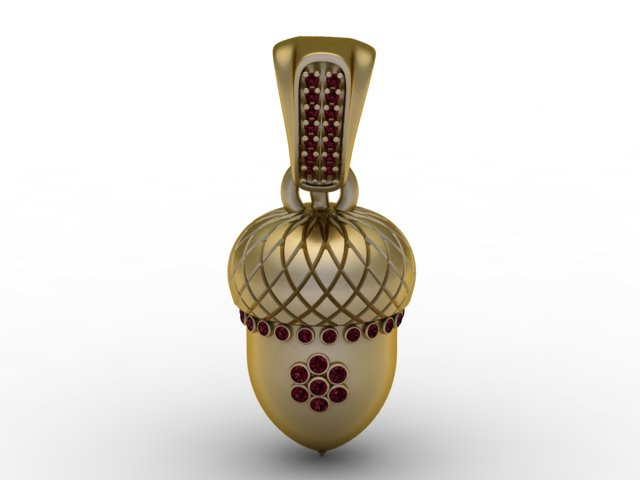 Golden Acorn Pendant 3D Printable Model 3D Print Model .c4d .max .obj .3ds .fbx .stl .blend 