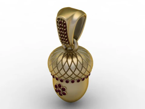 Golden Acorn Pendant 3D Printable Model 3D Print Model