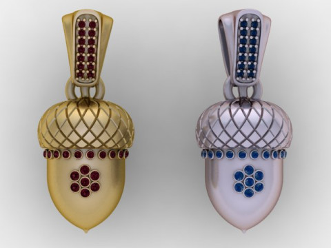 Golden Acorn Pendant 3D Printable Model 3D Print Model