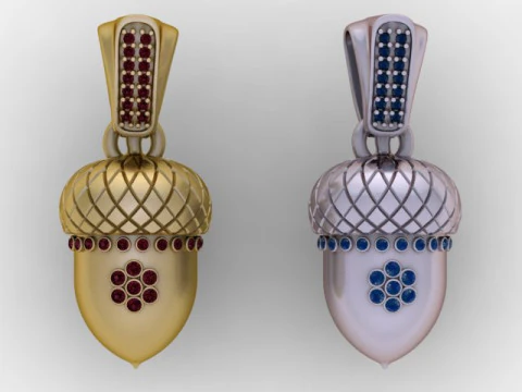 Golden Acorn Pendant 3D Printable Model 3D Print Model