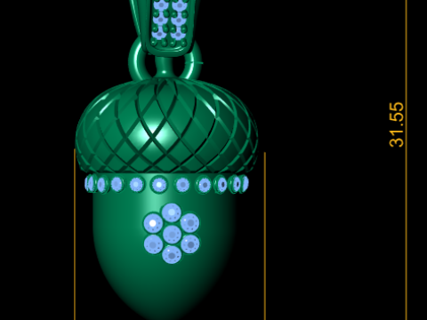Golden Acorn Pendant 3D Printable Model 3D Print Model