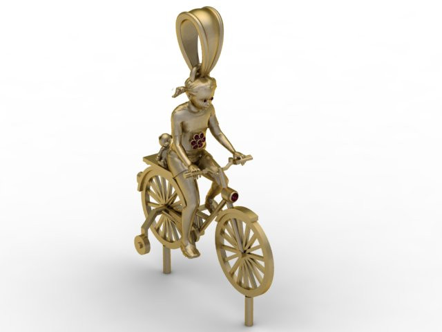 Man With Bicycle Pendant 3D Printable Model 3D Print Model .c4d .max .obj .3ds .fbx .stl .blend 