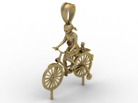 Man With Bicycle Pendant 3D Printable Model 3D Print Model