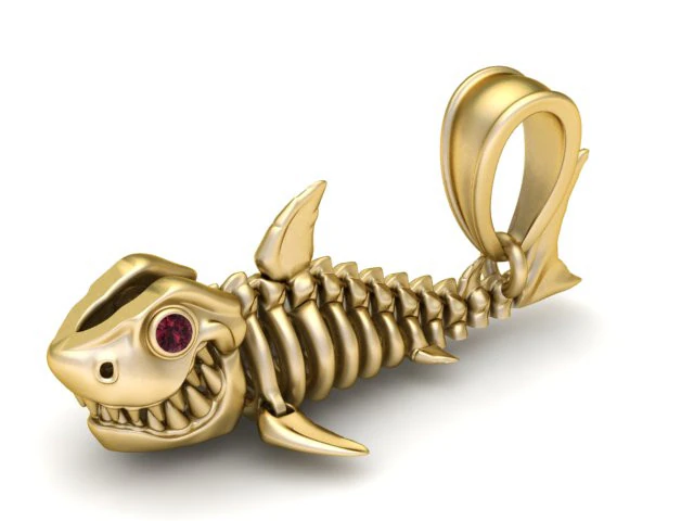 Skeleton Fish Pendant 3D Printable Model 3D Print Model .c4d .max .obj .3ds .fbx .stl .blend 