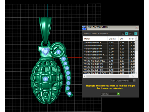 Model Cetak 3D Liontin Bom Mewah Model Cetak 3D
