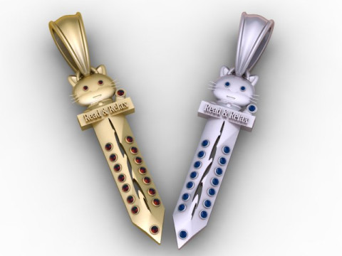 Liontin Pedang Kucing Lucu Model Cetak 3d Model Cetak 3D