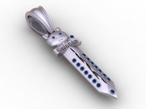 Liontin Pedang Kucing Lucu Model Cetak 3d Model Cetak 3D