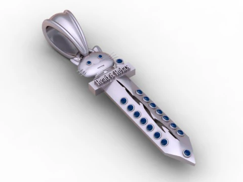 Cute Cat Sword Pendant 3d Printable Model 3D Print Model