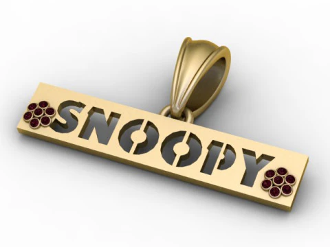 Індивідуальна ювелірна модель SNOOPY Style Bar Pendant 3D для друку 3D Принт Модель