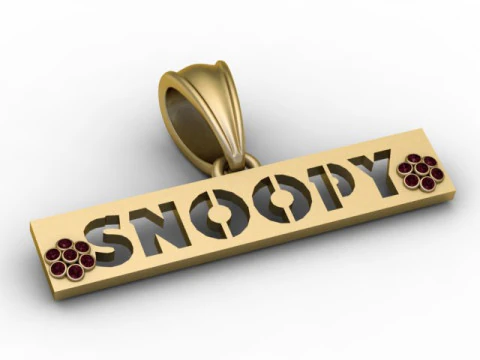 Custom SNOOPY Style Bar Pendant 3D Printable Jewelry Model 3D Print Model