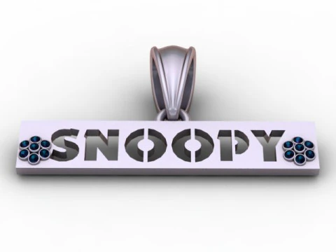 Custom SNOOPY Style Bar Pendant 3D Printable Jewelry Model 3D Print Model