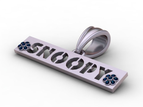 Model Perhiasan Cetak 3D Liontin Bar Gaya SNOOPY Kustom Model Cetak 3D