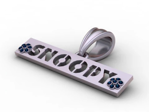 Custom SNOOPY Style Bar Pendant 3D Printable Jewelry Model 3D Print Model