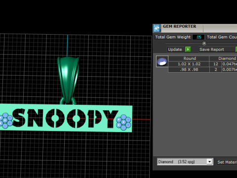 Model Perhiasan Cetak 3D Liontin Bar Gaya SNOOPY Kustom Model Cetak 3D