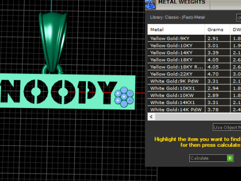 Model Perhiasan Cetak 3D Liontin Bar Gaya SNOOPY Kustom Model Cetak 3D
