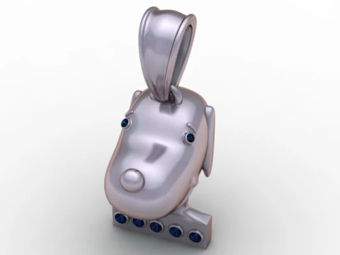 Dog Face Pendant 3D Printable Model 3D Print Model