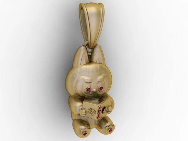 Heart Bunny Pendant 3D Printable Model 3D Print Model .c4d .max .obj .3ds .fbx .stl .blend 