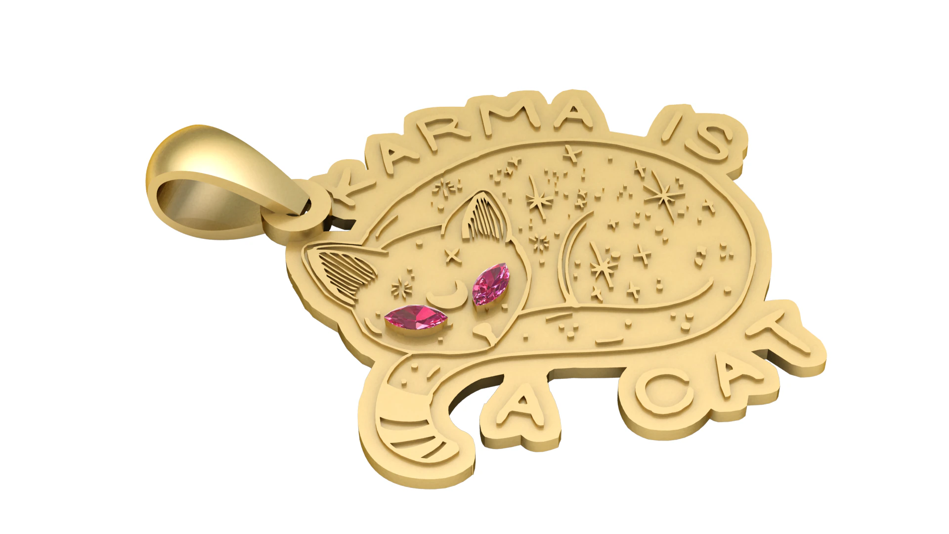 Karma Is Cat Pendant 3D Printable Model 3D Print Model .c4d .max .obj .3ds .fbx .stl .blend 